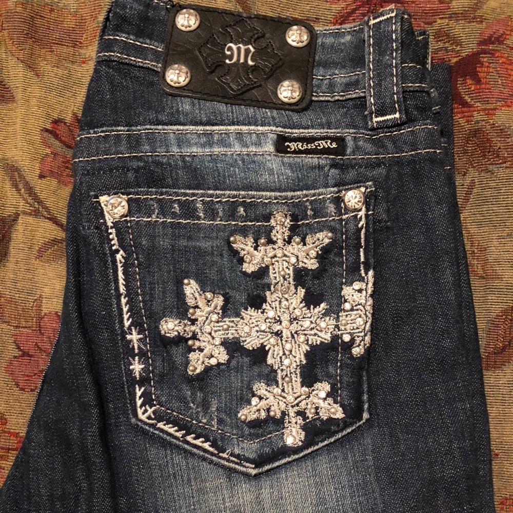 MISS ME BootWoman’s Jeans Cross Rhinestone sz28